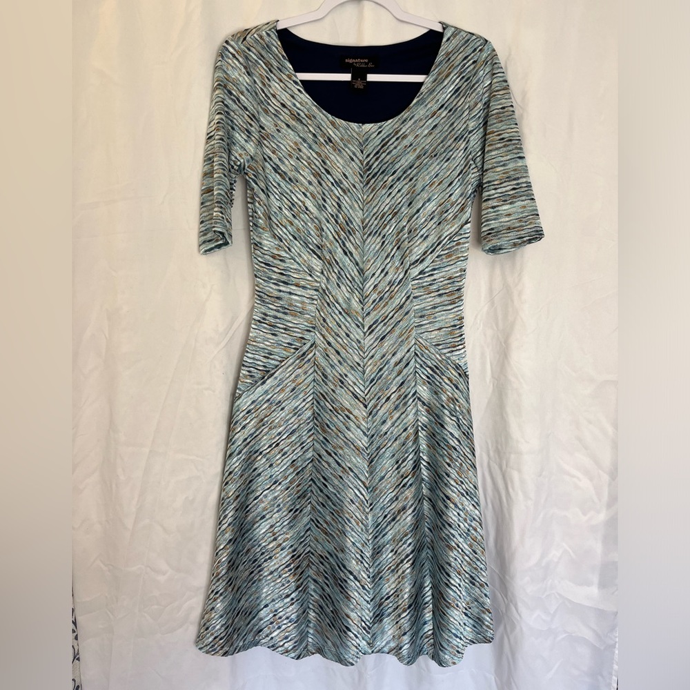 Signature by Robbie Bee Blue Multicolor Dress
